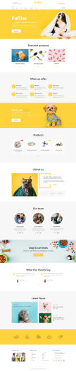 黄色的猫狗宠物用品购物网站html模板