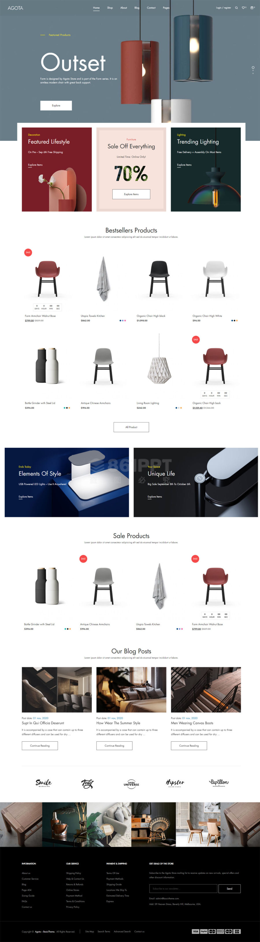 创意的品牌家具装饰商城html5模板