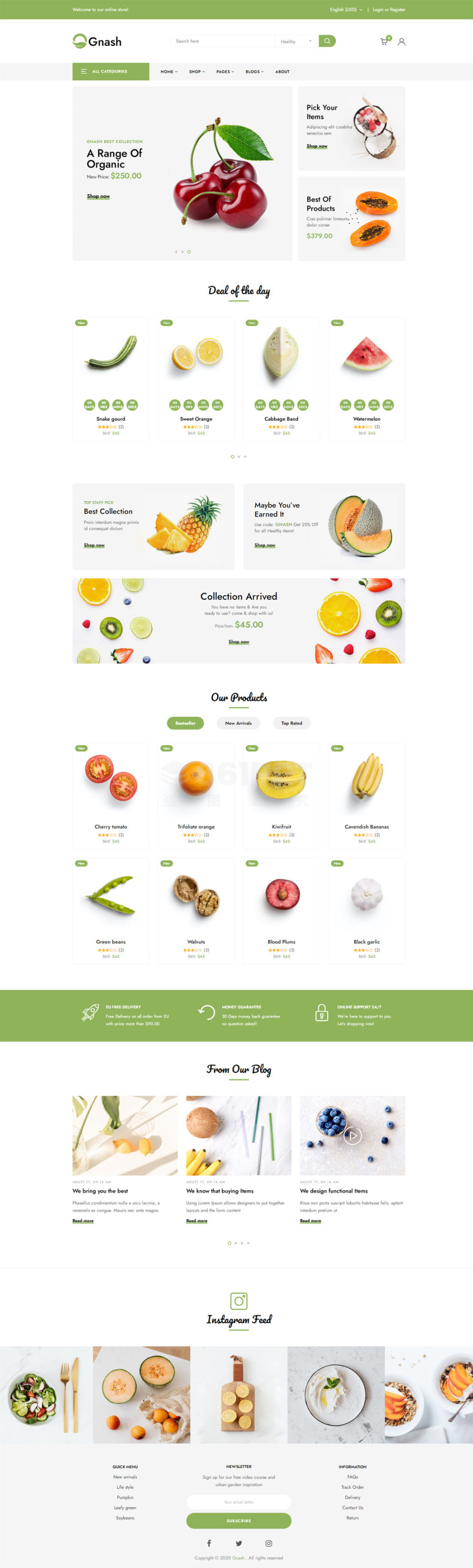 绿色的生鲜水果超市网上商城bootstrap模板