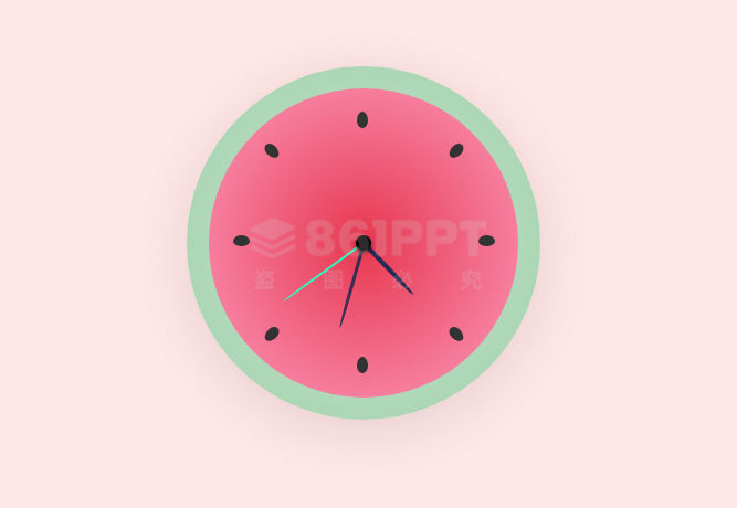 js可爱圆形的西瓜时钟代码