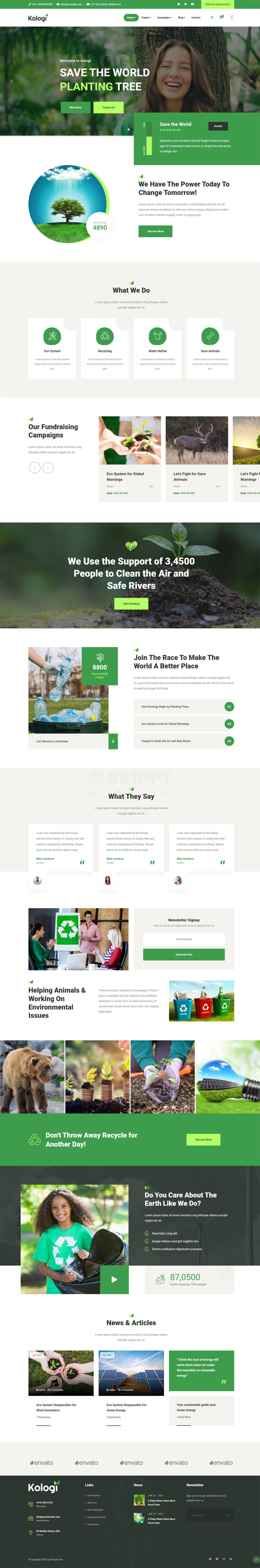绿色生活垃圾处理环保公司网站模板