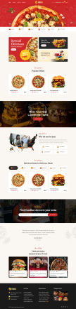 红色的必胜客披萨快餐店铺网站html模板
