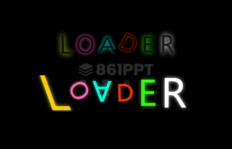 loader彩色英文字母变形加载动画特效