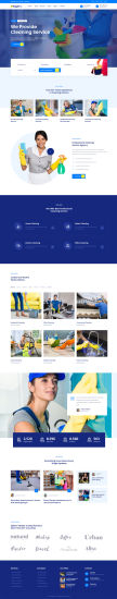 蓝色大气的家务清洁工家政公司网站html模板
