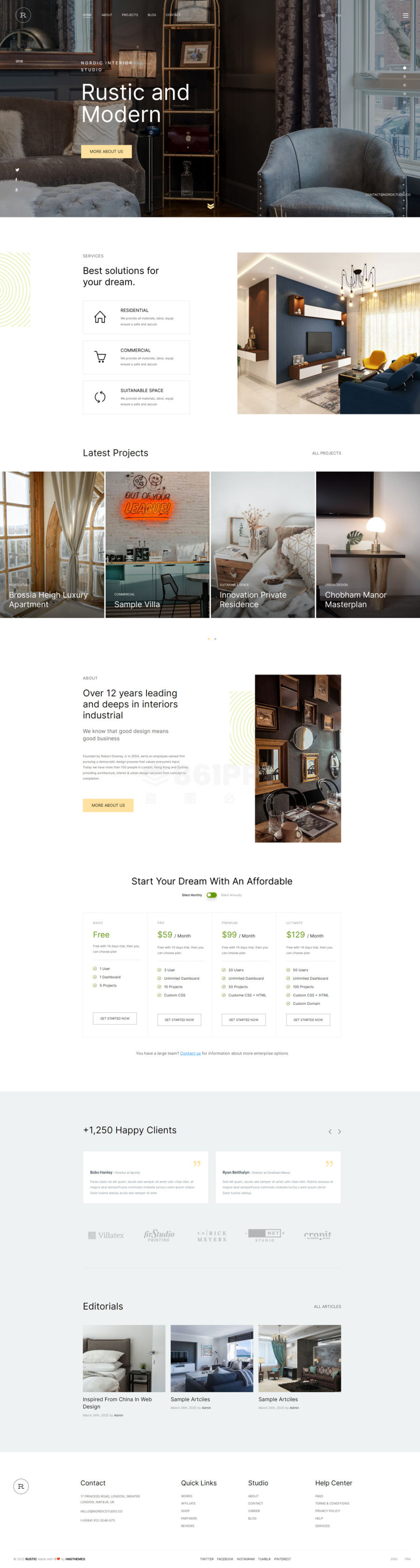 黑色大气国外室内装修设计公司Bootstrap网站模板