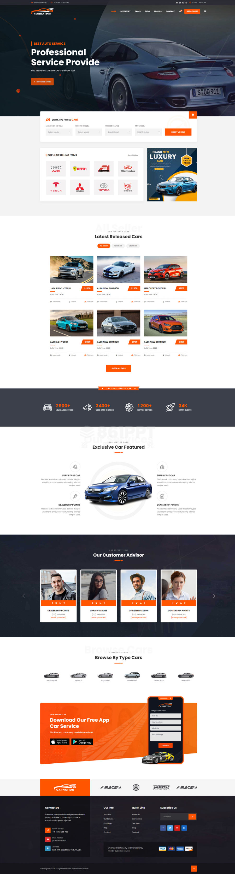 大气的品牌二手汽车销售服务公司官网html模板