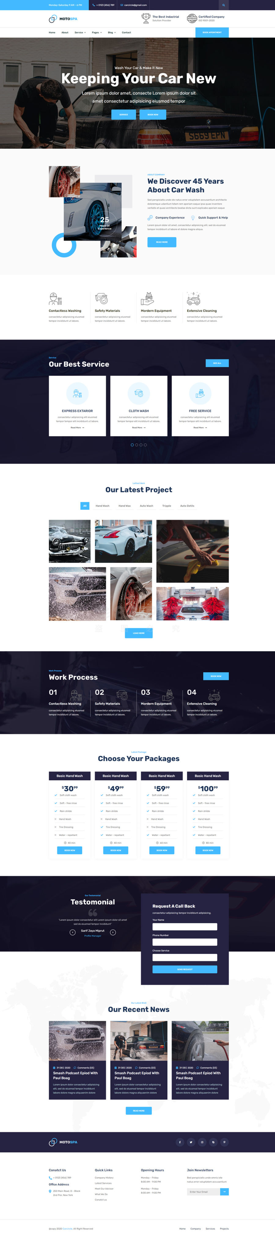 Motospa汽车清洁美容营销服务公司网站html模板