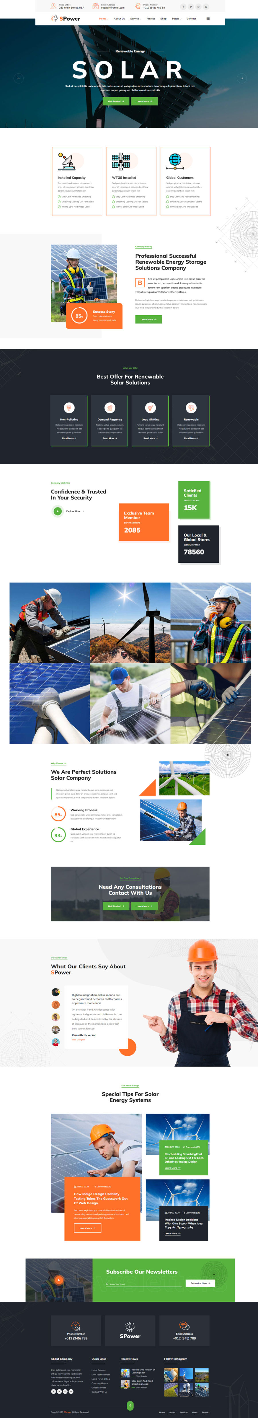 大气的风能和太阳能环保能源科技公司官网html5模板