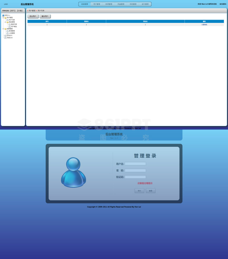 简洁的用户信息管理系统后台框架html模板
