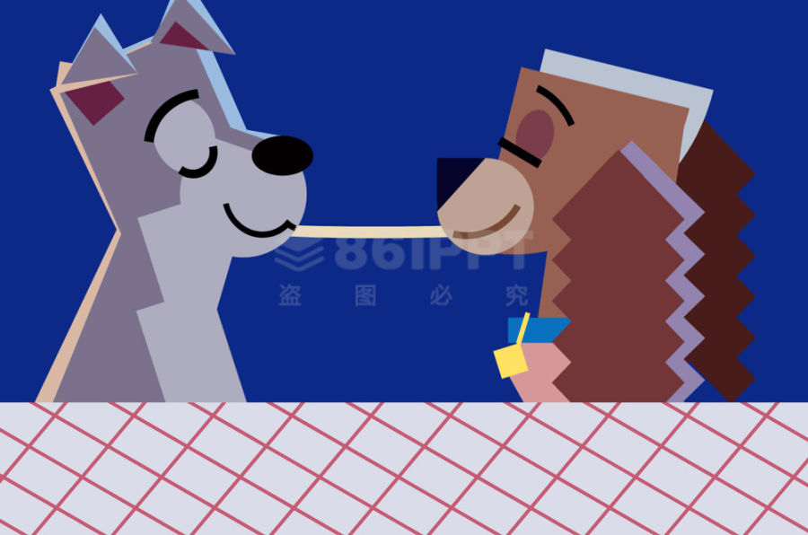 卡通可爱的两只恋爱小狗svg图形动画特效