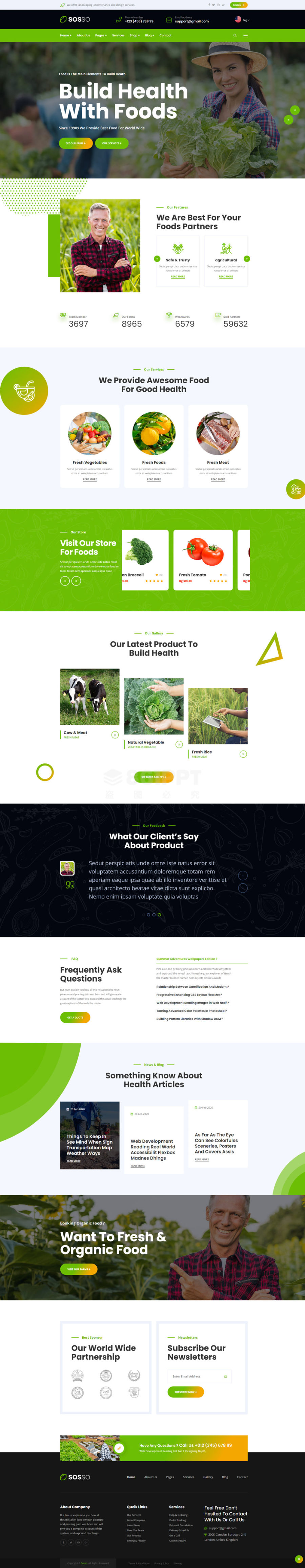 绿色Sosso有机食品农业种植公司网站html模板