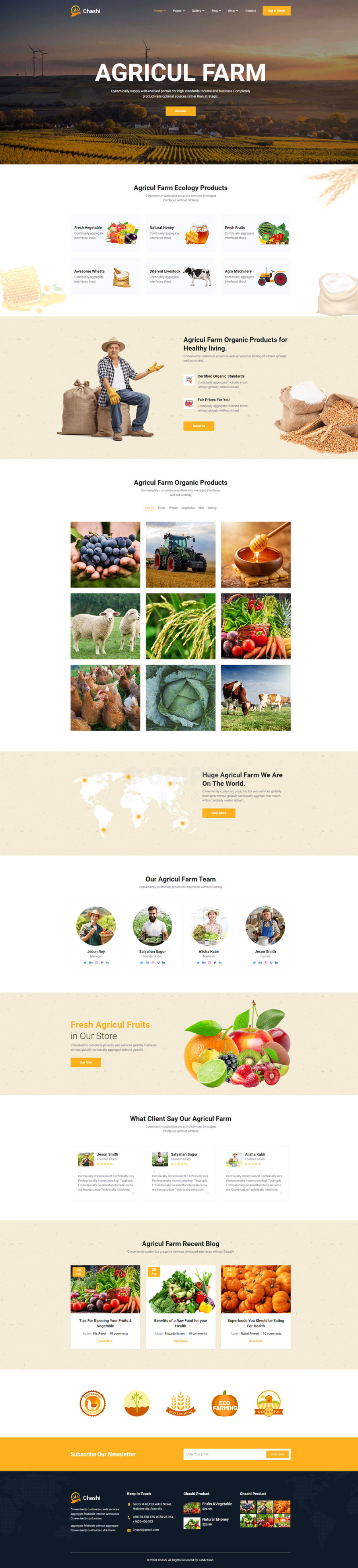 Chashi生态稻谷农场有机产品展示网页模板html