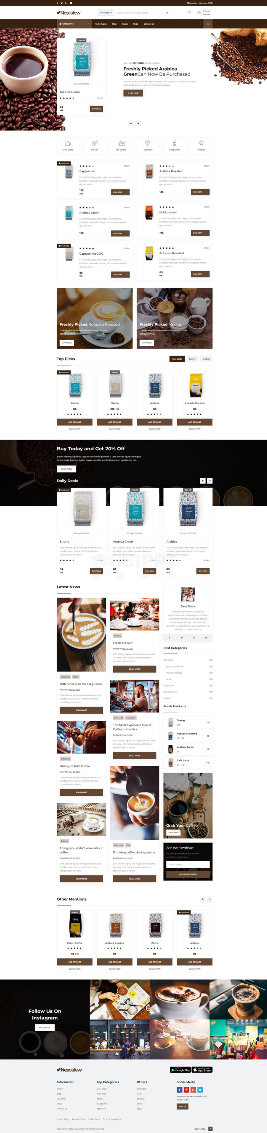 Coffeez咖啡奶茶食品店铺电子商务网站HTML模板