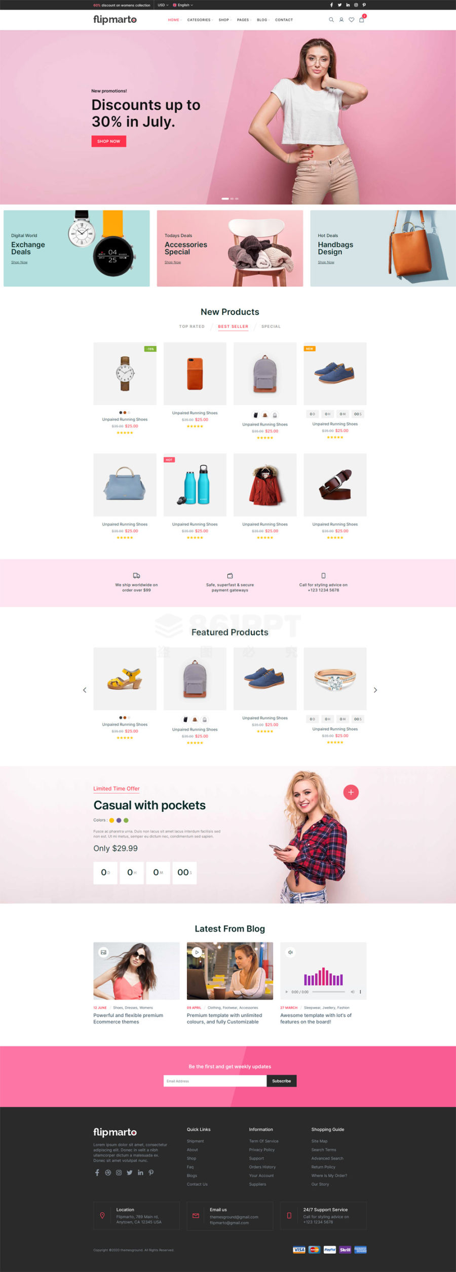 Flipmarto精美大气的鞋服配饰电子商城网页模板