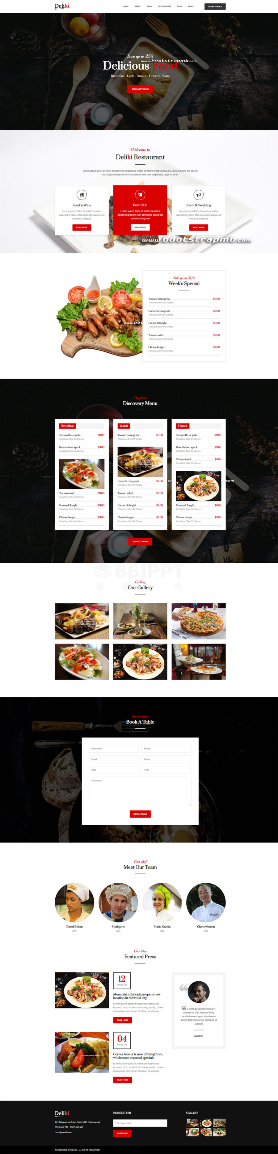 精美大气的美食餐厅图文展示网站设计模板
