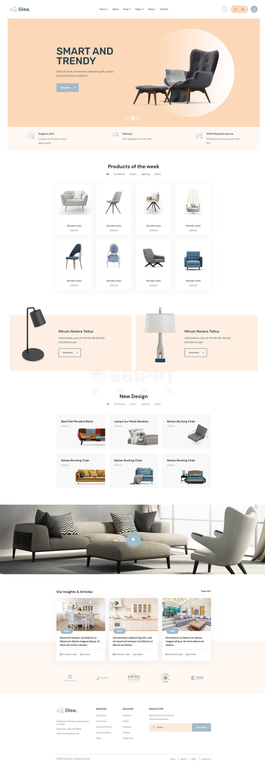 Glee精美大气室内家具销售电商网页模板html