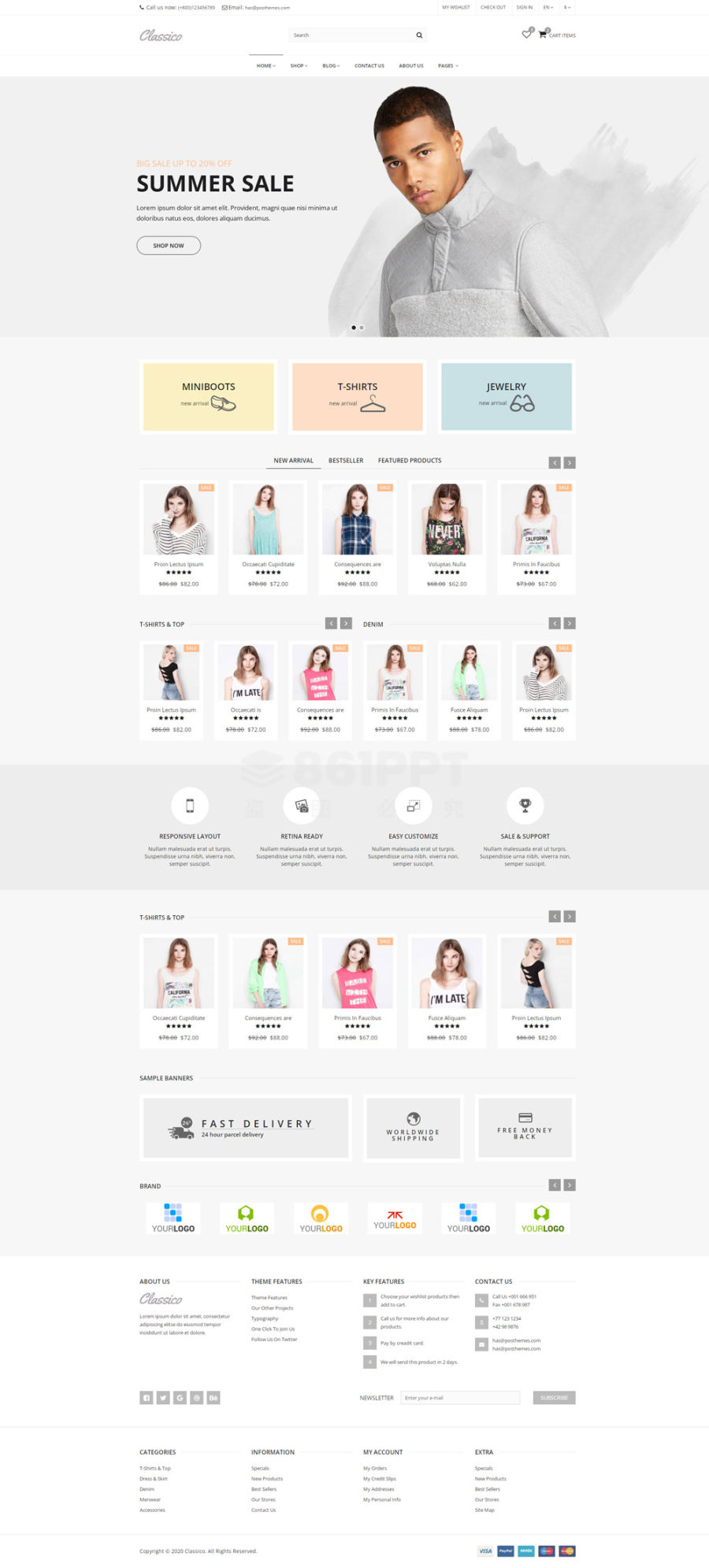Classico精美的时尚男女衣服电子商务购物网站模板