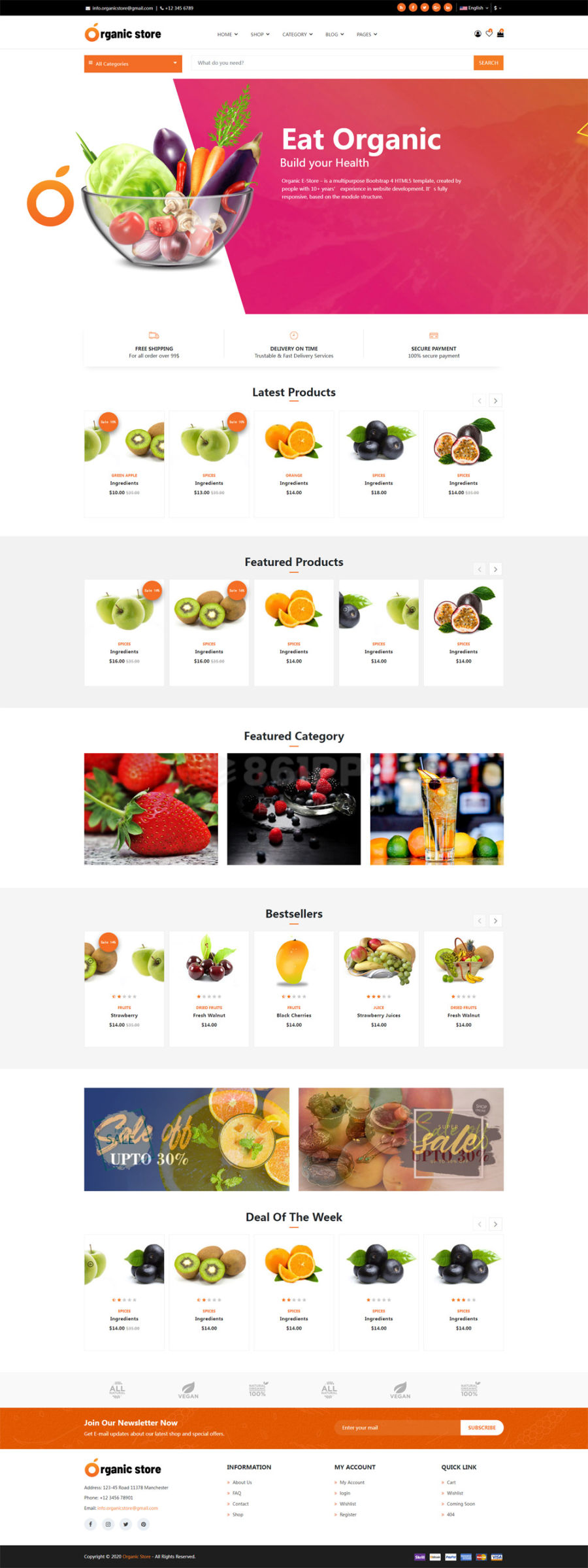 生鲜水果网上超市电子商务网页模板