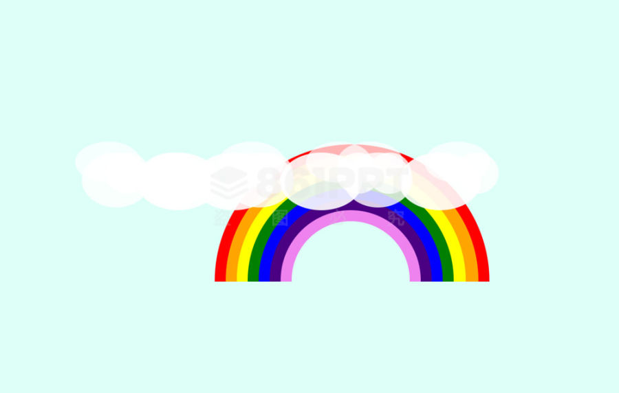 卡通七色彩虹和白云图形网页代码