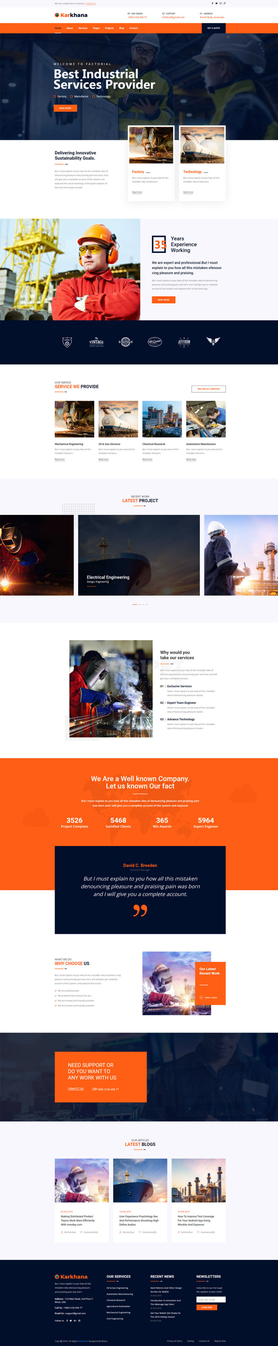 橙色现代化建筑工程企业网站Bootstrap模板