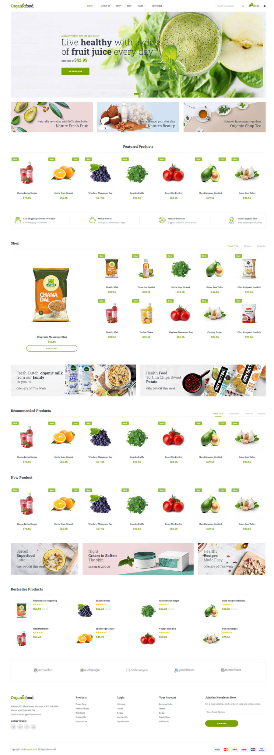 绿色的蔬菜水果外卖商城网站Bootstrap模板