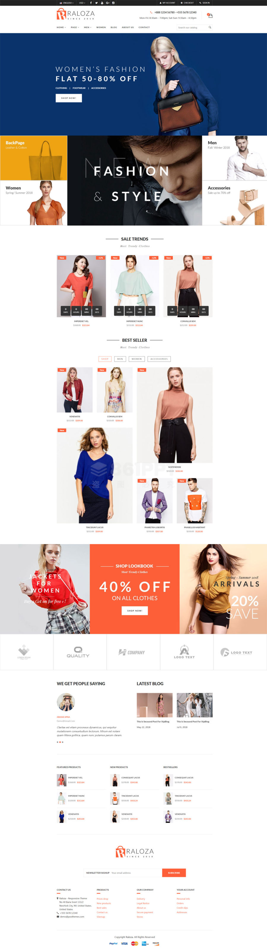 Raloza时尚服装包包电商网站模板，让你的在线购物更加简单